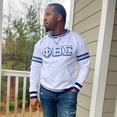 PBS White Stripe Letter Chenille Crewneck